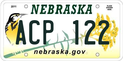 NE license plate ACP122