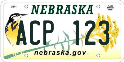 NE license plate ACP123