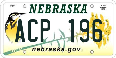 NE license plate ACP196