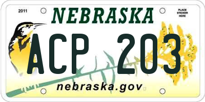 NE license plate ACP203