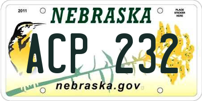 NE license plate ACP232