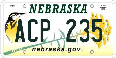 NE license plate ACP235