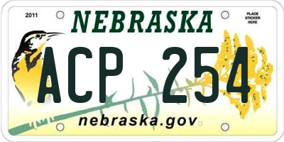 NE license plate ACP254
