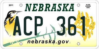 NE license plate ACP361