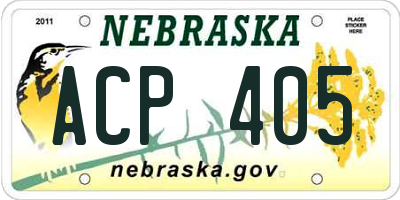 NE license plate ACP405