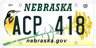 NE license plate ACP418