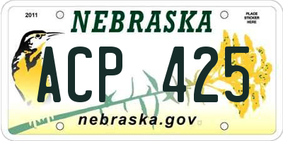 NE license plate ACP425