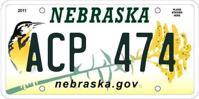 NE license plate ACP474