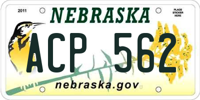 NE license plate ACP562