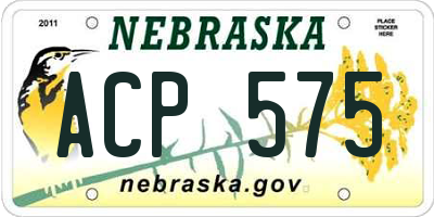 NE license plate ACP575