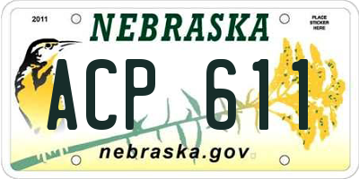 NE license plate ACP611