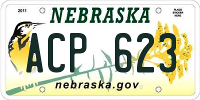 NE license plate ACP623