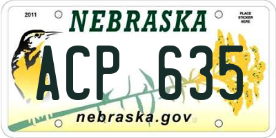 NE license plate ACP635