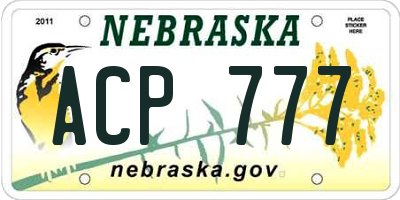 NE license plate ACP777