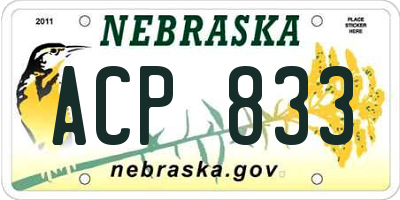 NE license plate ACP833