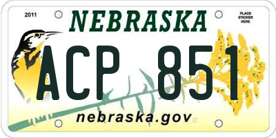 NE license plate ACP851