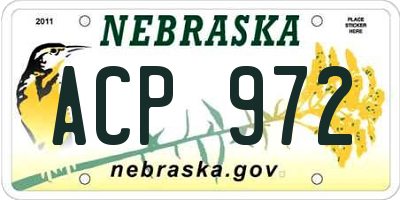 NE license plate ACP972