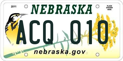 NE license plate ACQ010