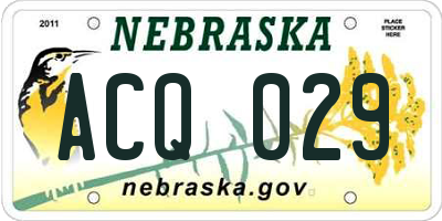 NE license plate ACQ029