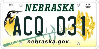 NE license plate ACQ031
