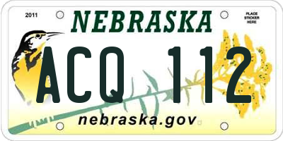 NE license plate ACQ112