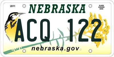 NE license plate ACQ122