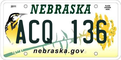 NE license plate ACQ136