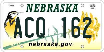 NE license plate ACQ162
