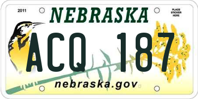 NE license plate ACQ187