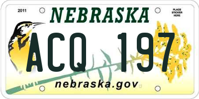 NE license plate ACQ197