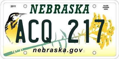 NE license plate ACQ217