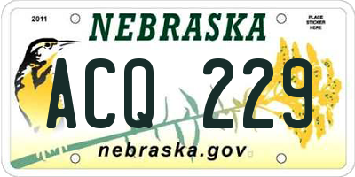 NE license plate ACQ229