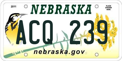 NE license plate ACQ239
