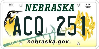 NE license plate ACQ251