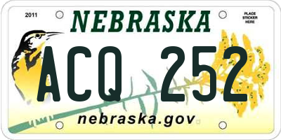 NE license plate ACQ252