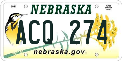 NE license plate ACQ274