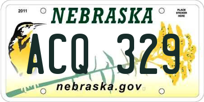 NE license plate ACQ329
