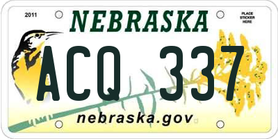 NE license plate ACQ337