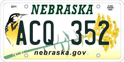 NE license plate ACQ352