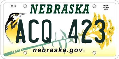 NE license plate ACQ423