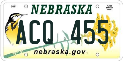 NE license plate ACQ455