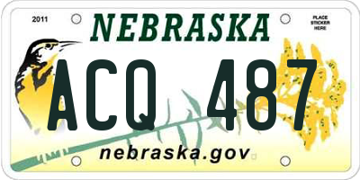 NE license plate ACQ487