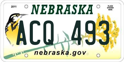 NE license plate ACQ493