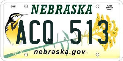 NE license plate ACQ513