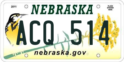 NE license plate ACQ514