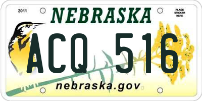NE license plate ACQ516