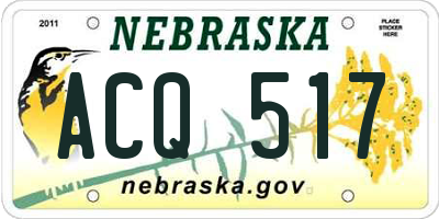 NE license plate ACQ517