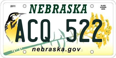 NE license plate ACQ522
