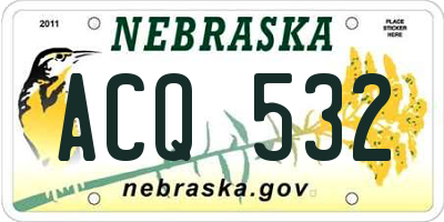 NE license plate ACQ532