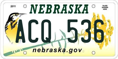 NE license plate ACQ536